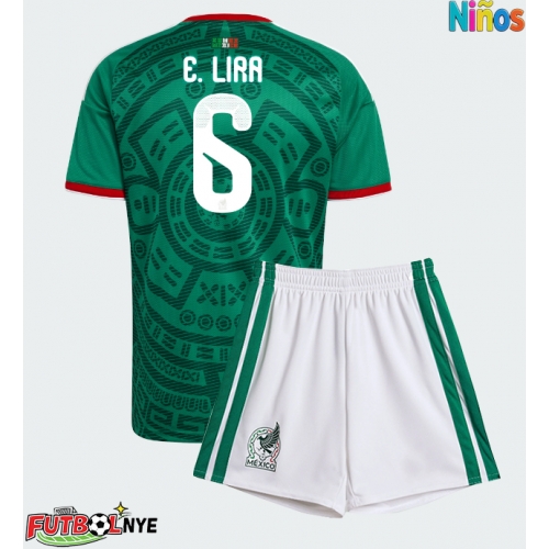 Camiseta México Erik Lira #6 Primera Equipación para niños Mundial 2026 manga corta (+ pantalones cortos)